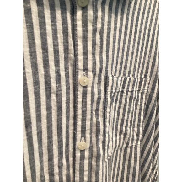 Orvis Women Linen Button Up Shirt Plus Size XXL Blue White Stripe Nautical Beach - Picture 5 of 9